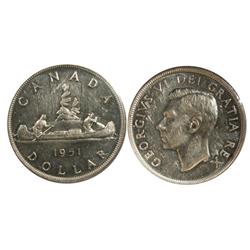 1951 Canada One Dollar-ICCS AU55