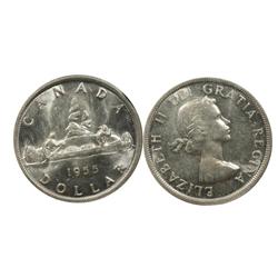 1955 Canada One Dollar-ICCS AU55