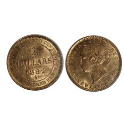 1882H Newfoundland $2 Gold-ICCSAU58