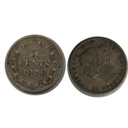 1876H Newfoundland Five Cents-ICCS F12