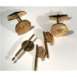 14kt Gold Mens Cufflinks&Tuxedo Pins Se