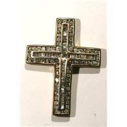 14kt Gold Diamond Cluster Cross Pendant