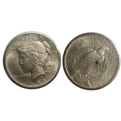 1921 USA Peace Dollar-ICCS MS60