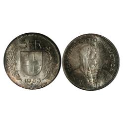 1953B Switzerland 5 Franc-Gem BU