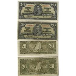 1937 Bank of Canada $20.00s - F/VF