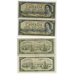 1954 Bank of Canada $20 Devil Face Pair