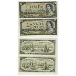 1954 Bank of Canada $20 Pair-EF