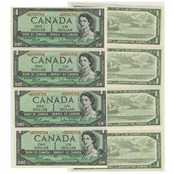 1954 Bank of Canada *$1.00s Sequence-Un