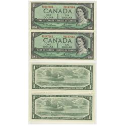 1954 Bank of Canada $1.00 Sequence Pair