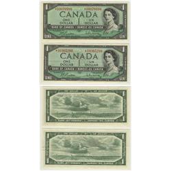 1954 Bank of Canada *$1.00 Pair-VF/EF