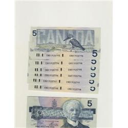 1986 Bank of Canada $5.00 Sequence- Unc