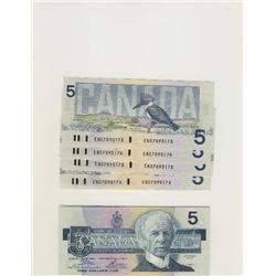 1986 Bank of Canada $5.00 Sequence-Unc