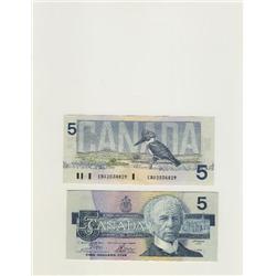 1986 Bank of Canada $5.00 -Unc