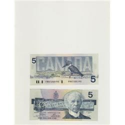 1986 Bank of Canada $5.00 - Unc