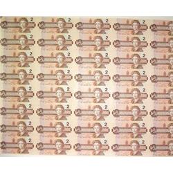 1986 Bank of Canada $2 Uncut Sheet-AU