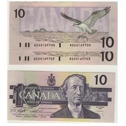 1989 Bank of Canada $10 Sequence Pair