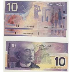 2000/2001 Bank of Canada $10 Pair