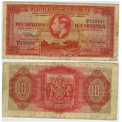 1937 Bank of Bermuda 10 Shillings-aFine