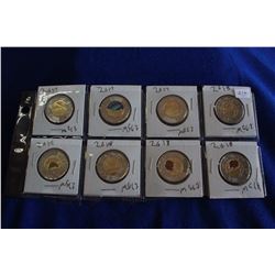 Canada Toonies (8) - (3) 2017, MS63, Northern Lights - 1 Colored, 2 Plain; (4) 2018 MS63,Armistice -
