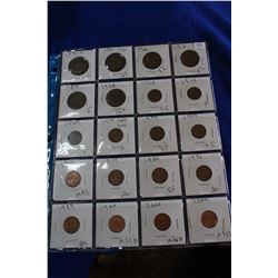 Canada One Cent Coins (20) - 1882H,1901,1902,1918,1919,1920Lge,1920Sm,1936,1944,1947ML,1959,1964,197