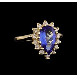 2.68 ctw Tanzanite and Diamond Ring - 14KT Yellow Gold