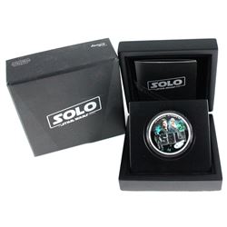 2018 Niue $2 Star Wars - Solo A Star Wars Story Proof Fine Silver Coin (Capsule is scratched). TAX E