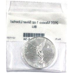 Low Mintage! 2020 Mexico 1oz .999 Fine Silver Libertad in Sealed Plastic. (TAX Exempt)