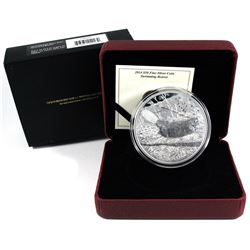 2014 Canada $50 Swimming Beaver 5oz Fine Silver Coin. (TAX Exempt)
