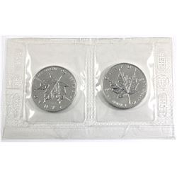2003 Canada 1oz .9999 Fine Silver Maple Leafs in Original Sealed Mint Plastic Strip. 2pcs (TAX Exemp