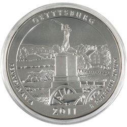2011 USA 5oz Pennsylvania State Quarter Gettysburg Design .999 Fine Silver Coin (Capsule scratched).