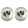 Image 1 : 2017 Australia 1/2oz Year of the Rooster Coloured .999 Fine Silver Coins. 2pcs (TAX Exempt)
