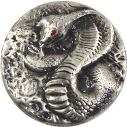 Beaver Bullion 3oz Cobra with Enamel Eye .999 Silver Antiqued Round. (TAX Exempt)