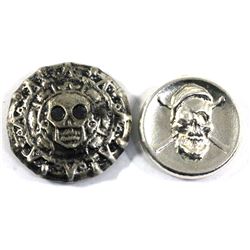Beaver Bullion 2oz Pirate Skull & 3oz Day of the Dead .999 Fine Silver Poured Rounds. 2pcs (TAX Exem