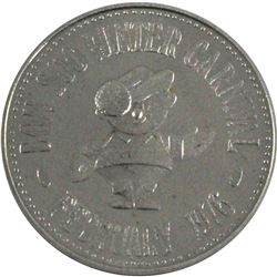Scarce!!! 1976 Sault Ste. Marie 'Bon Soo' Winter Carnival Sterling Silver Dollar in Blue Snap Pouch.