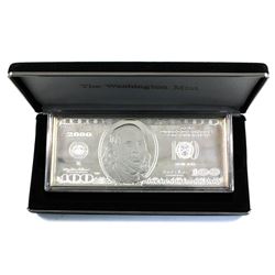 2000 USA $100 Benjamin Franklin 1/4 Pound .999 Fine Silver Banknote Encapsulated in Black Display Bo