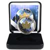 Image 1 : 2018 Canada 1oz Wolf Coloured & Gilded .9999 Fine Silver Maple Encapsulated in Smitty's Treasures Di