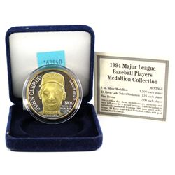 1994 Major League Baseball Players - John Olerud No. 9 Toronto Blue Jays 1oz Gilded .999 Fine Silver