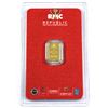 Image 1 : Republic Metals Corporation 1 Gram .9999 Fine Gold Bar in Hard Plastic Certificate Holder. (TAX Exem