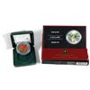 Image 1 : 2001 & 2005 Canada 1oz Coloured Silver Maple Leafs (2001 coin lightly toned, capsule lightly scratch
