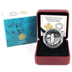 2015 Canada $20 100th Anniversary of In Flanders Fields Fine Silver Coin. TAX Exempt