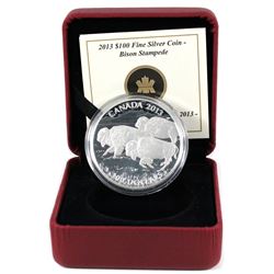 2013 Canada $100 Bison Stampede ($100 for $100) Fine Silver Coin (Missing outer sleeve). TAX Exempt