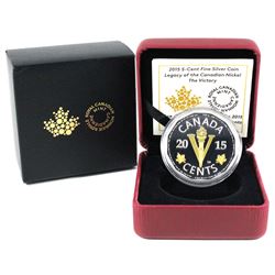 2015 5-cent Legacy of the Canadian Nickel - Victory Fine Silver Gilded Coin (Capsule lightly scratch