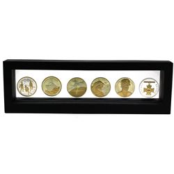 2006-2010 & 2012 Canada Gold Plated Proof Silver Dollars in Magic Window Frame (2007-2010 coins are 