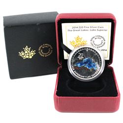 2014 Canada $20 The Great Lakes - Lake Superior Fine Silver Coin. (TAX Exempt)