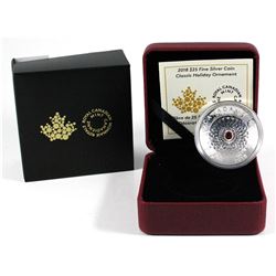 2018 Canada $25 Classic Holiday Ornament Fine Silver with Swarovski Crystal.