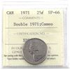 Image 1 : 1971 double 1971 25-cent ICCS Certified SP-66; Cameo