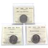 Image 1 : 2006 RCM Logo MS-65, 2008 Poppy MS-64 & 2012 Brock; coloured MS-64 25-cent ICCS Certified. 3pcs