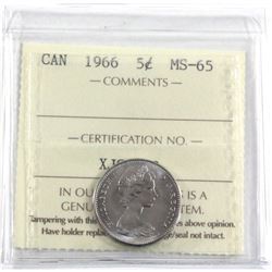 1966 Canada 5-cent ICCS Certified MS-65