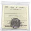 Image 1 : 1966 Canada 5-cent ICCS Certified MS-65