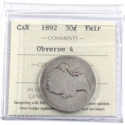 1892 Obverse 4 Canada 50-cent ICCS Certified Fair